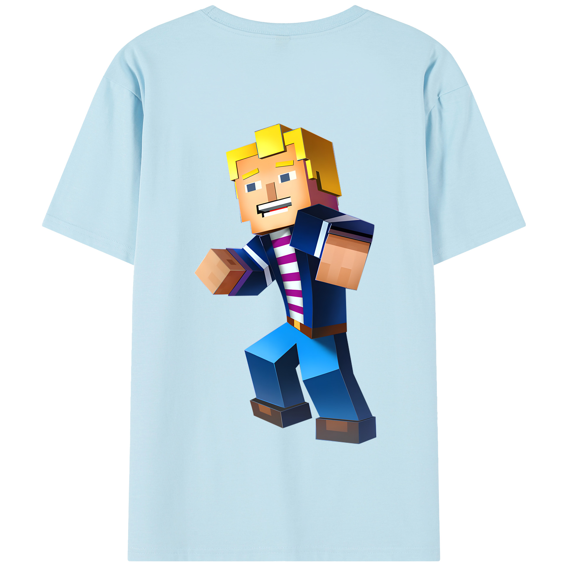 （画像用） マインクラフト ブロックの世界 Minecraft MC Block world 綿100％半袖Tシャツ（背面プリント）